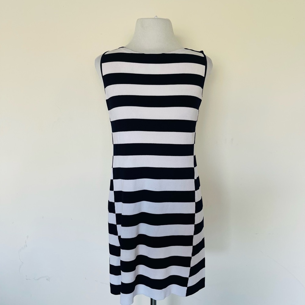 Theory Lasina Boatneck Nautical Stripe Sleeveless Dress